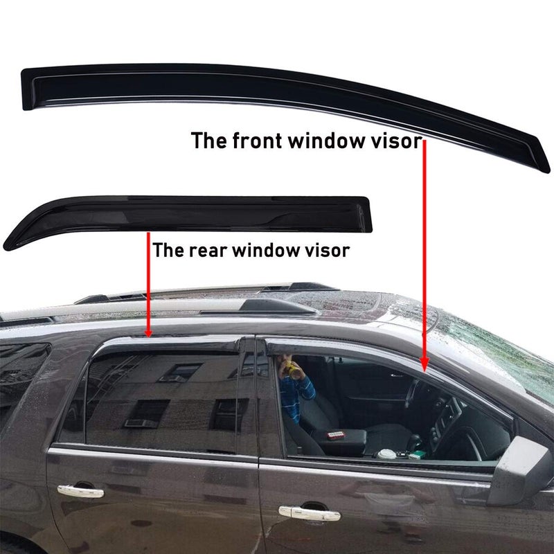 Lightronic Extra Durable Outside-Mount Auto Vent Window Visor, Fits 2007-2016 GMC Acadia, 2017 Acadia Limited, UV Protection Rain Guard, Original Wind Deflector, No-Drill Install, Dark Smoke, 4-Pcs - Image 3